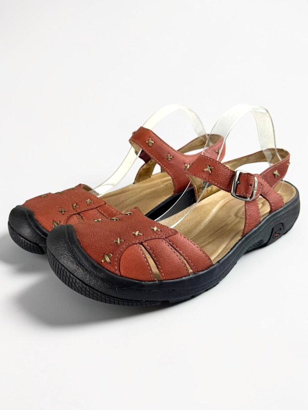 Keen Women’s Leather Sandals • Chestnut Brown Closed‑Toe Outdoor Style • 9.5